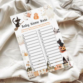 Lámina Halloween Name Race Baby Shower Game card