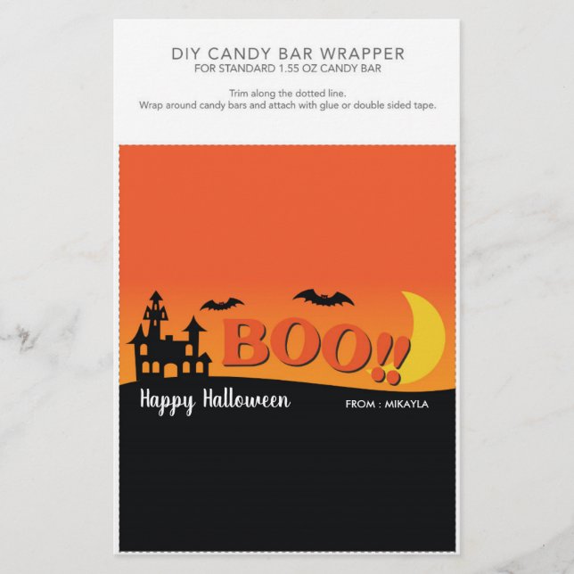 Lámina Halloween Party 1.55 oz Candy Bar Wrapper (Anverso)
