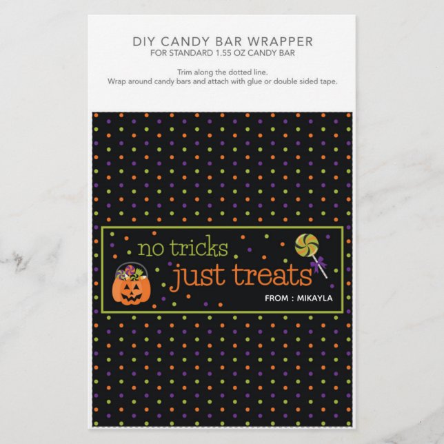 Lámina Halloween Party 1.55 oz Candy Bar Wrapper (Anverso)