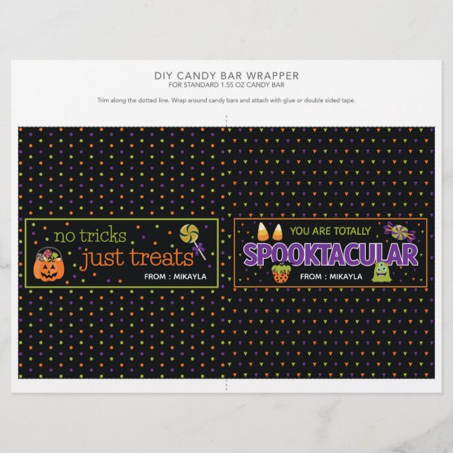 Lámina Halloween Party 1.55 oz Candy Bar Wrapper (Anverso)