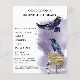 Lámina Halloween Party Raven Crow Watercolor