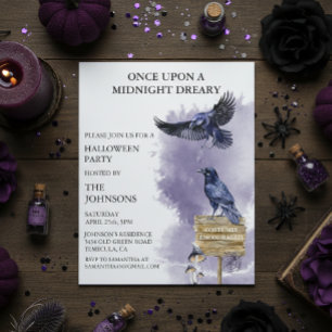Lámina Halloween Party Raven Crow Watercolor