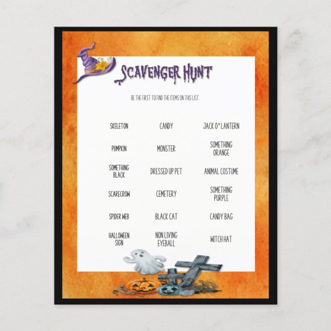 Lámina Halloween Scavenger Hunt Game (Anverso)