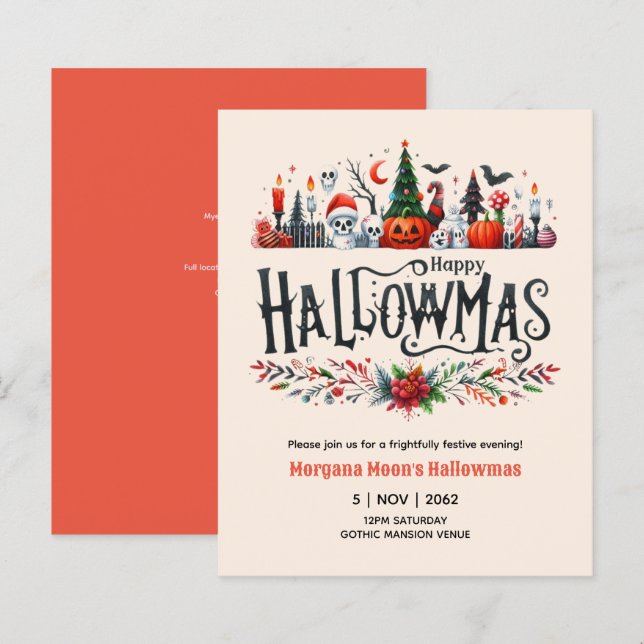 Lámina Hallowmas Invitaciones Navidades de Halloween Mash (Anverso / Reverso)