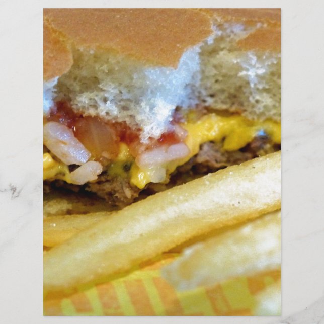 Lámina Hamburguesa con queso y patatas fritas (Anverso)