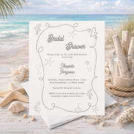 Lámina Hand drawn coastal sand Bridal Shower invitation