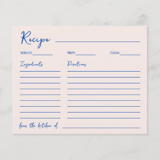 Lámina Handwritten Font Blue Elegant Recipe For The Bride