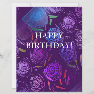 Lámina HAPPY BIRTHDAY PURPLE FLOWERS Paper Sheet