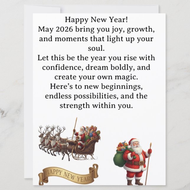 Lámina Happy New Year 2026 – Inspirational Greeting Card (Anverso)