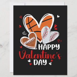 Lámina Happy Valentine Baseball Football Basketball Heart