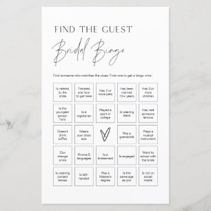Lámina HARLOW Encuentra el juego de Bingo de Ducha Bridal
