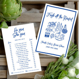 Lámina He Said She Said Blue Bridal Shower Game