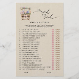 Lámina He Said She Said Farmers Market Bridal Shower Game