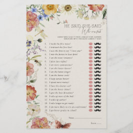 Lámina He Said She Said Pressed Wildflower Shower Game