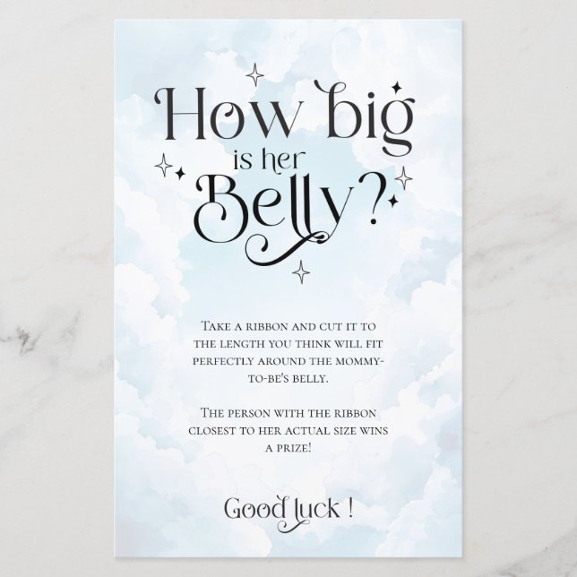 Lámina Heaven envió juego de Baby Shower ¿Qué tan grande  (Anverso)