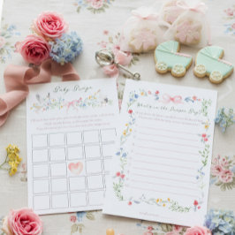 Lámina Heirloom Rose and Stork Baby Shower Games