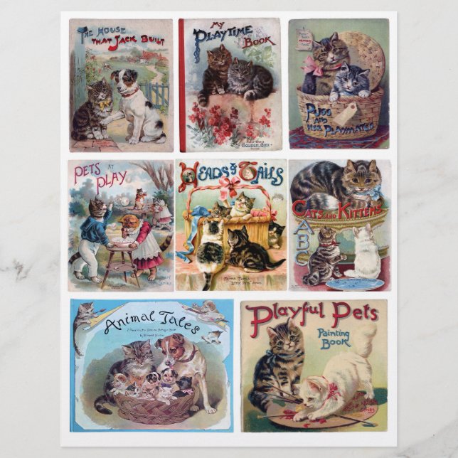 Lámina Helena Maguire Vintage Cats & Kittens Fussy Cuts (Anverso)