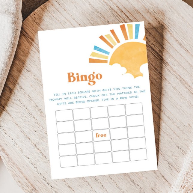 Lámina Here Comes the Son Baby Shower Bingo Game (Here Comes the Sun Baby Shower Game)