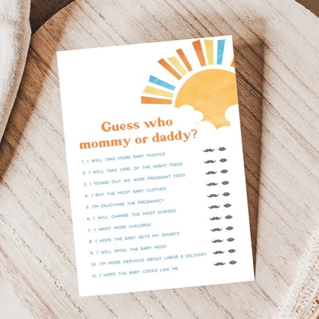 Lámina Here Comes the Son Baby Shower Guess Who Game (Here Comes the Sun Baby Shower Game)