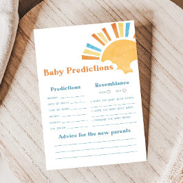 Lámina Here Comes the Son Baby Shower Predictions Game