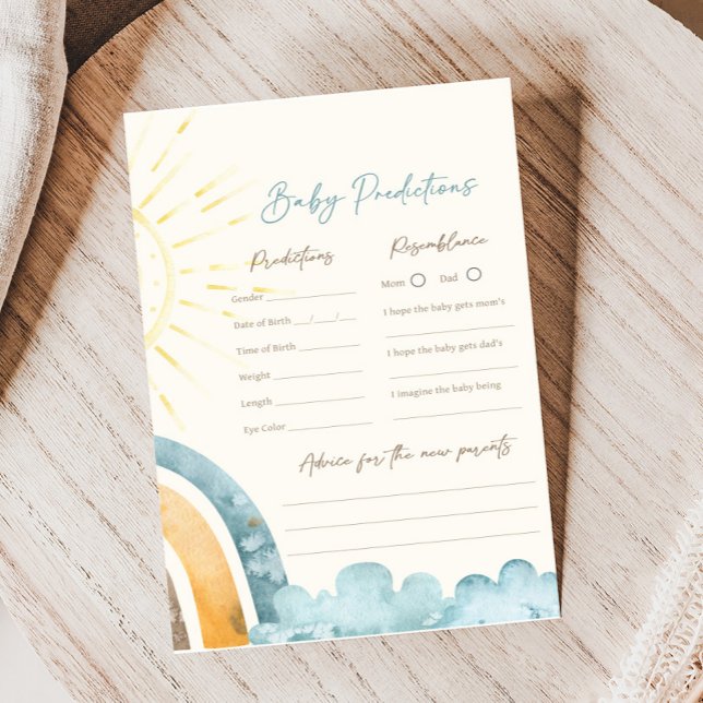 Lámina Here Comes The Son Baby Shower Predictions Game (Here Comes the Son Baby Shower Game )