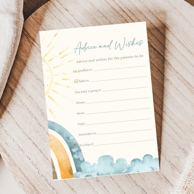 Lámina Here Comes The Son Shower Advice and Wishes Game (Here Comes the Son Baby Shower Game)