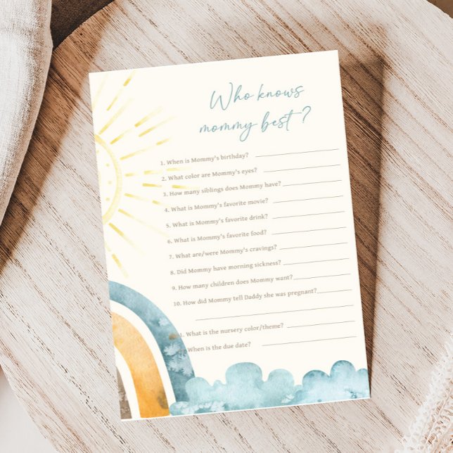 Lámina Here Comes The Son Shower Who Knows Mommy Game (Here Comes the Son Baby Shower Game)