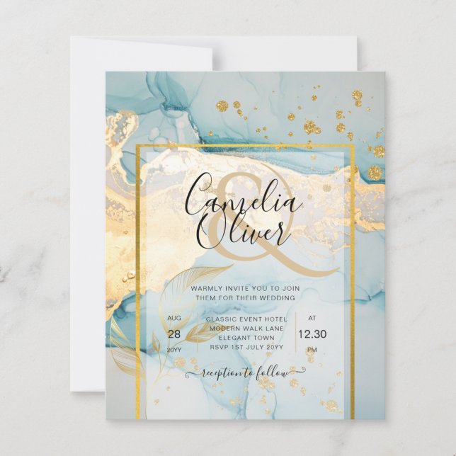 Lámina Hermosa Boda de Oro de Vidrio Marítimo Invitan a l (Anverso)