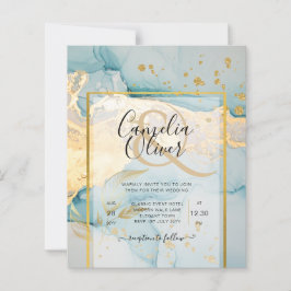 Lámina Hermosa Boda de Oro de Vidrio Marítimo Invitan a l