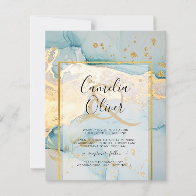 Lámina Hermosa Boda de Oro de Vidrio Marítimo Invitan a l (Anverso)