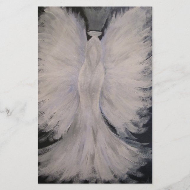 Lámina Hermosa pintura de Angel Guardian alado (Anverso)