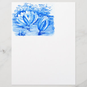 Lámina Hermosas flores azules de loto