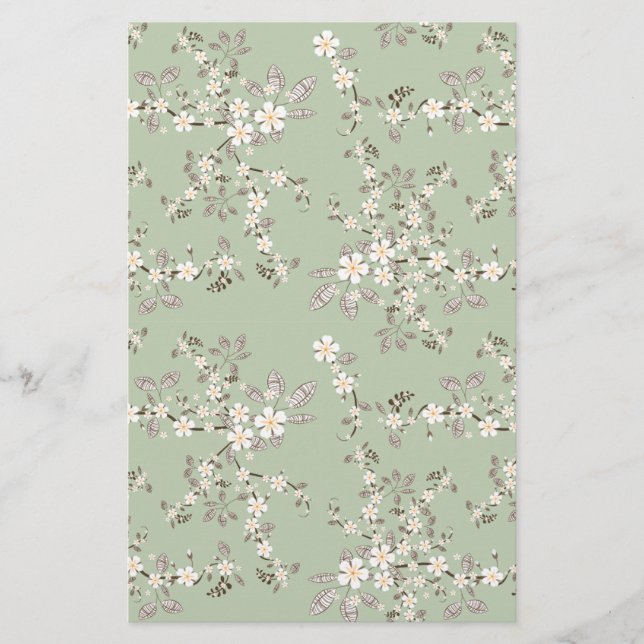 Lámina Hermosas flores blancas de árbol vintage (Anverso)
