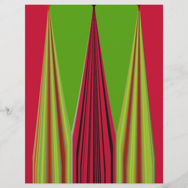 Lámina Hermoso diseño de arte fractal verde amarillo rojo (Anverso)