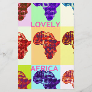 Lámina Hermoso Mapa de África Colorido Patrón Pop Arte Di