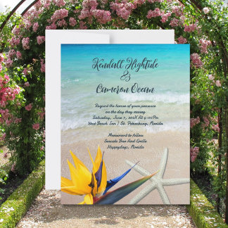 Lámina Hermoso papel Boda de la costa tropical del océano