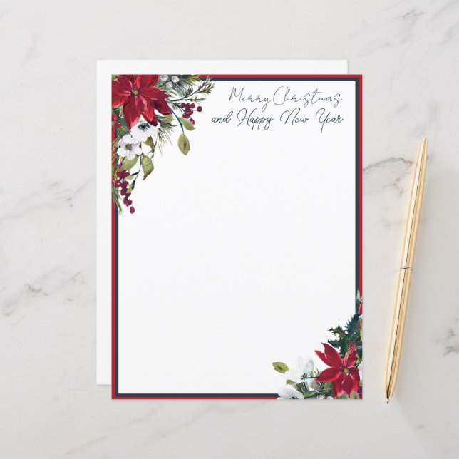 Lámina Hermosos Navidades de marco de poinsettia (Anverso/Reverso In Situ)