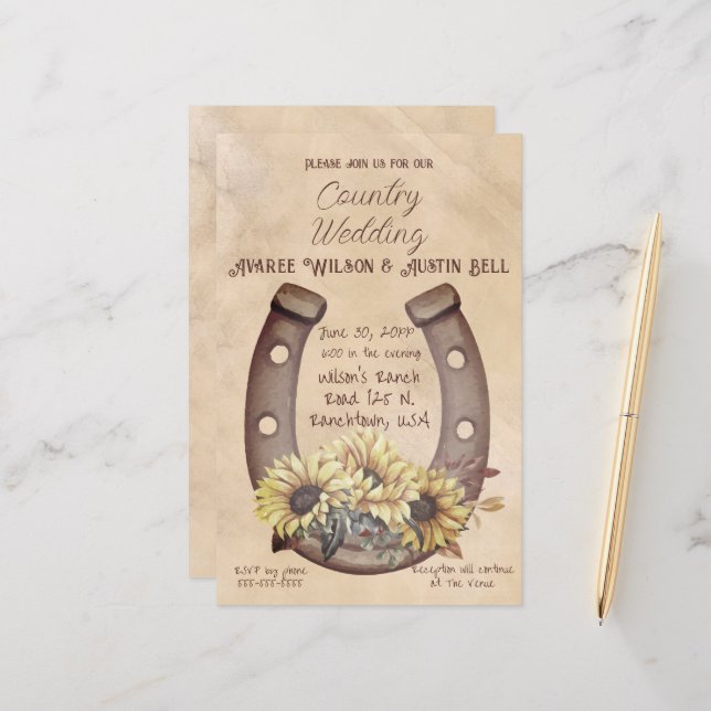 Lámina Herradura de boda rural y girasoles (Anverso/Reverso In Situ)