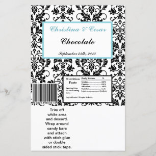 Lámina Hershey's Large Bar Wrapper Black Damask Baby Blue