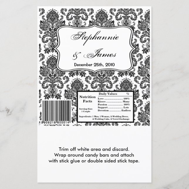 Lámina Hershey's Large Bar Wrapper Black Damask Lac (Anverso)