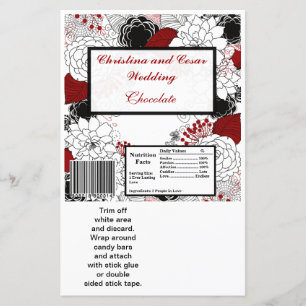 Lámina Hershey's Large Bar Wrapper Black Flowers Red Leav