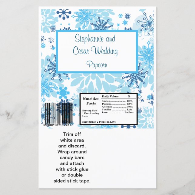 Lámina Hershey's Large Bar Wrapper Blue Tree / Snowflake (Anverso)