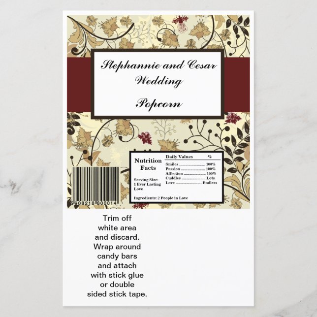 Lámina Hershey's Large Bar Wrapper Fall Floral/Branches (Anverso)