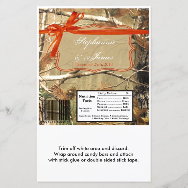 Lámina Hershey's Large Bar Wrapper Hunters Camoflouge Cam (Anverso)