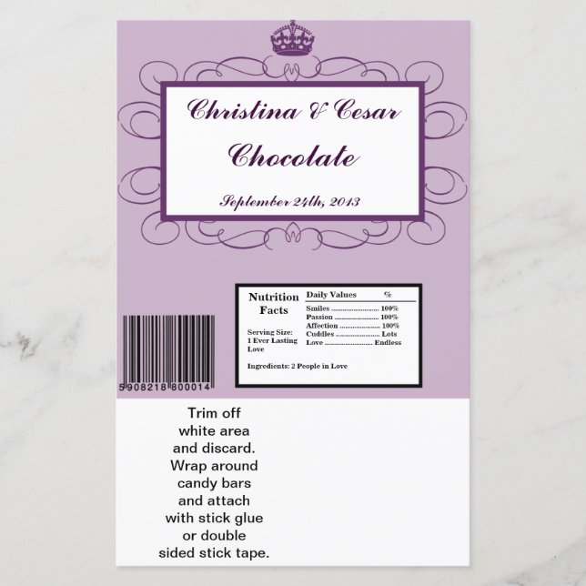 Lámina Hershey's Large Bar Wrapper Royal Purple Crown/Swi (Anverso)