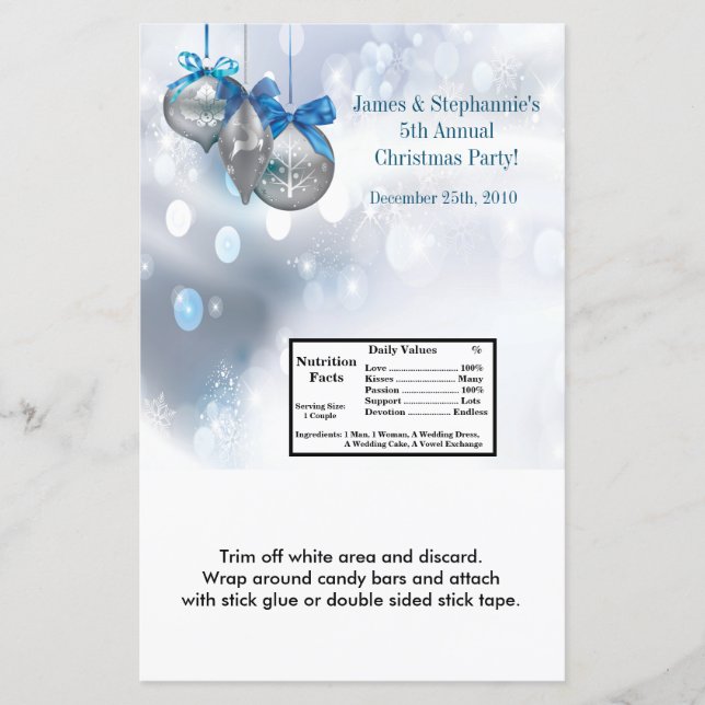 Lámina Hershey's Large Bar Wrapper Winter Snowflake Ornam (Anverso)