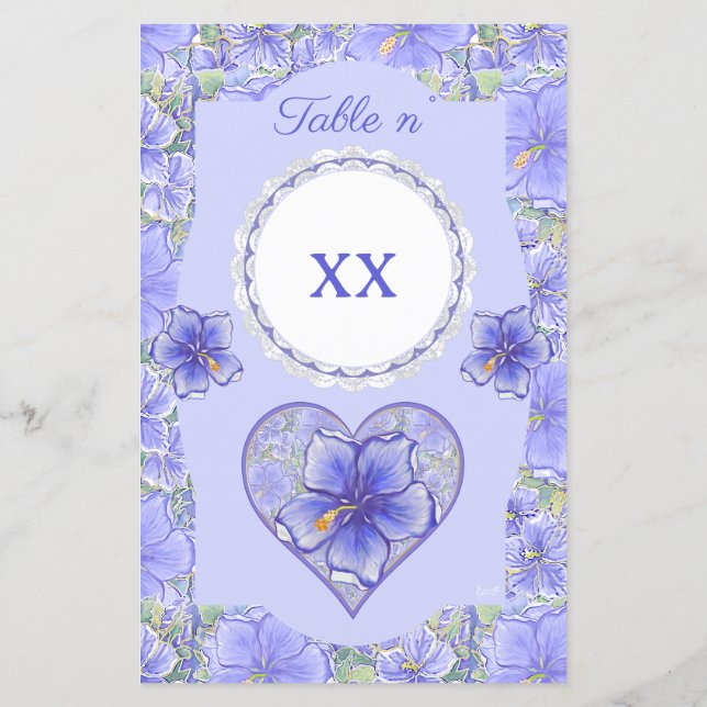 Lámina Hibiscus & lace BLUE (Reverso)