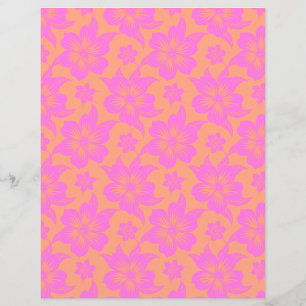 Lámina Hibiscus Papel de raspado rosa y naranja