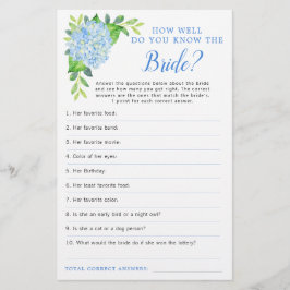 Lámina Hidrangea azul Juego de ducha de novia geométrica