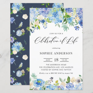 Lámina Hidrangea azul y la celebración Rosa de la vida in